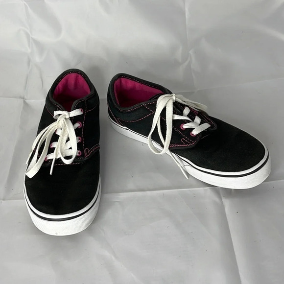 VANS Missy Girls Canvas Sneakers Black Pink Lace  Up Low Top Padded Tongue 4 - Picture 11 of 11